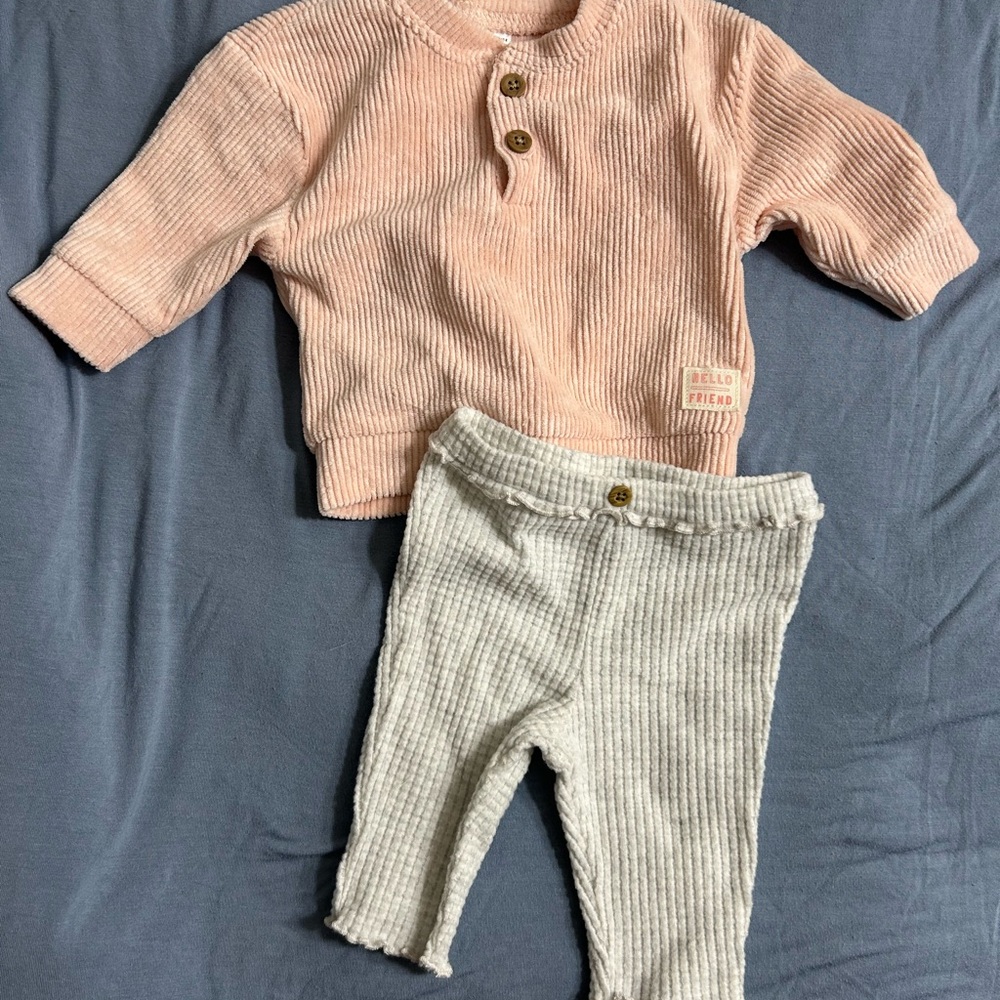 Hello Friend Pink and Cream Baby Outfit